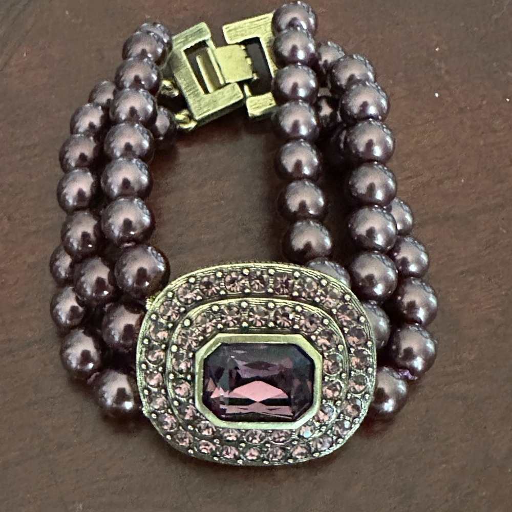 HEIDI DAUS "Tailored to Please" Crystal Amethyst Cushion Pendant Bracelet - Picture 2 of 11